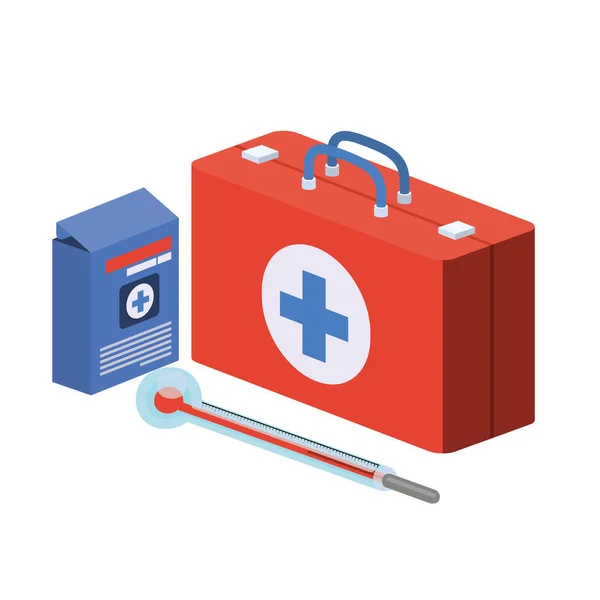 First aid kit on white background — Stock Vector