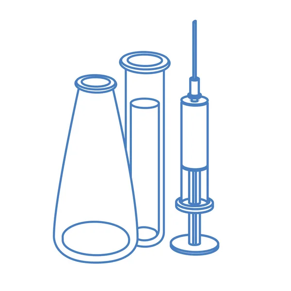 Strumenti di laboratorio con medicinali su sfondo bianco — Vettoriale Stock