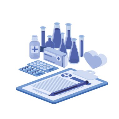 beyaz arka planda laboratuvar aletleri