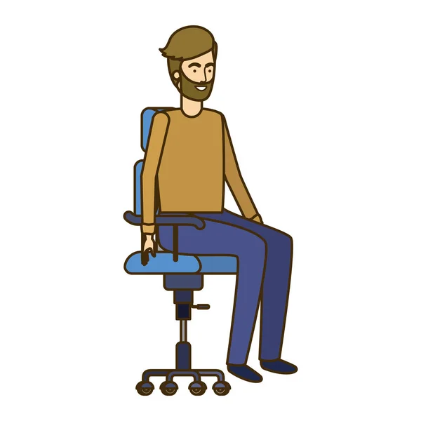 Mann mit im Bürostuhl sitzender Avatarfigur — Stockvektor