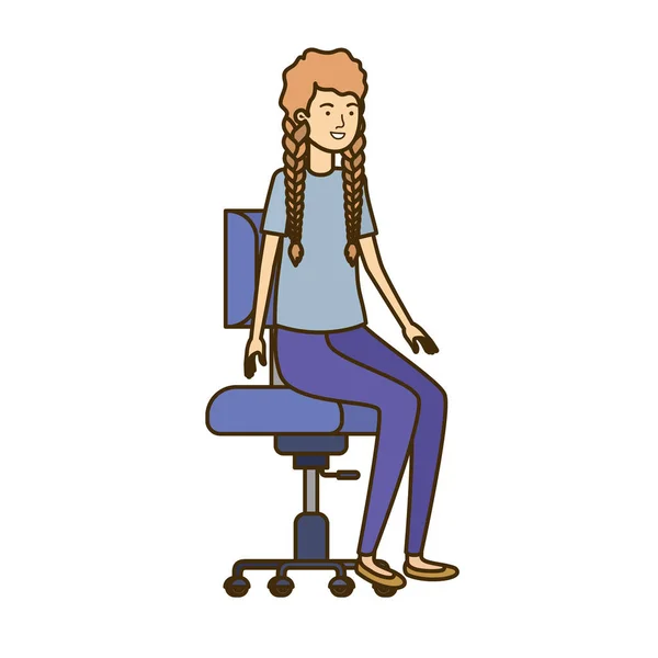 Woman with sitting in office chair avatar character — Stock Vector