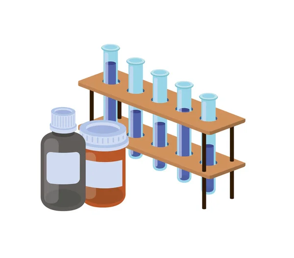 Laboratorní nástroje s léky na bílém pozadí — Stockový vektor