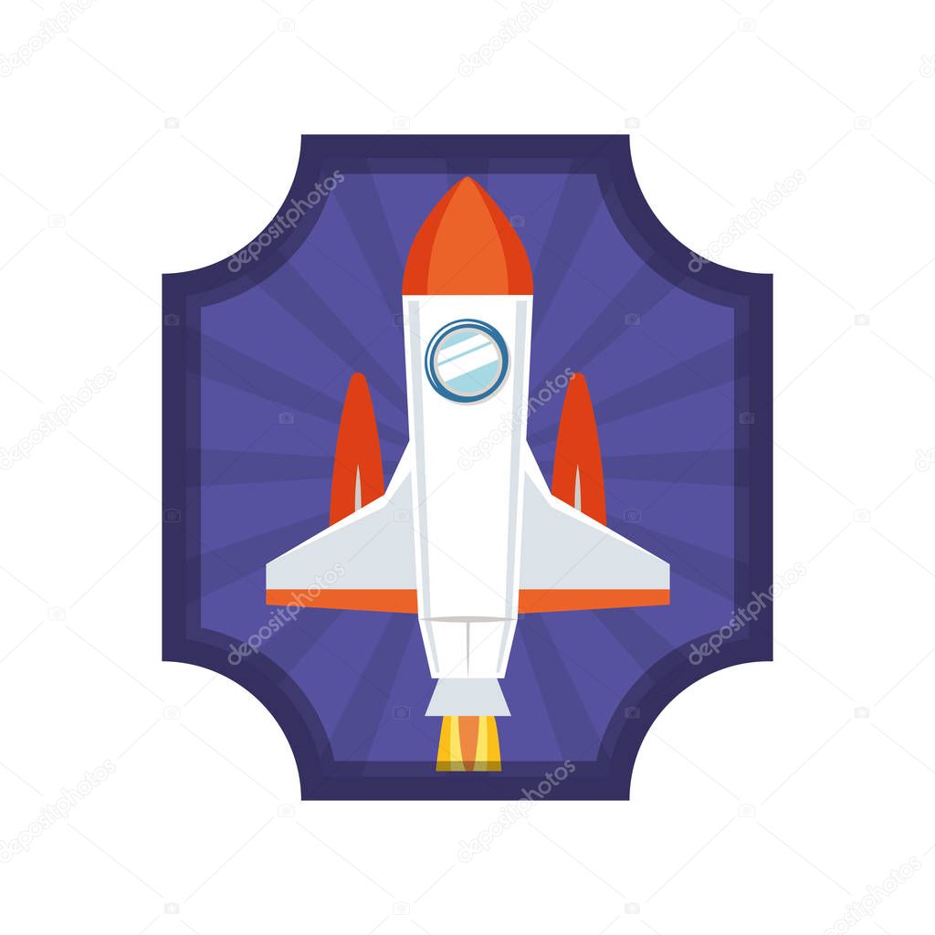 frame with rocket taking off icon