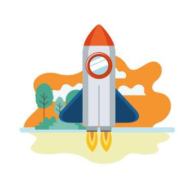 arka plan manzara içinde havalandırıp roket