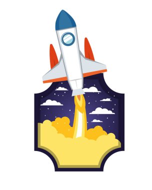 bulutlar arka planda kalkış roket ile çerçeve