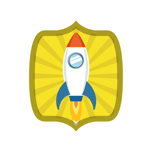 Cadre avec icône de décollage de fusée — Image vectorielle
