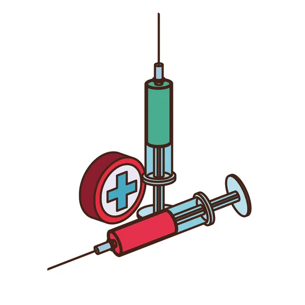 Spuit met vloeibaar geïsoleerd icoon — Stockvector