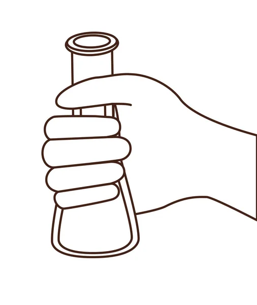 Mano con instrumentos de laboratorio en fondo blanco — Vector de stock