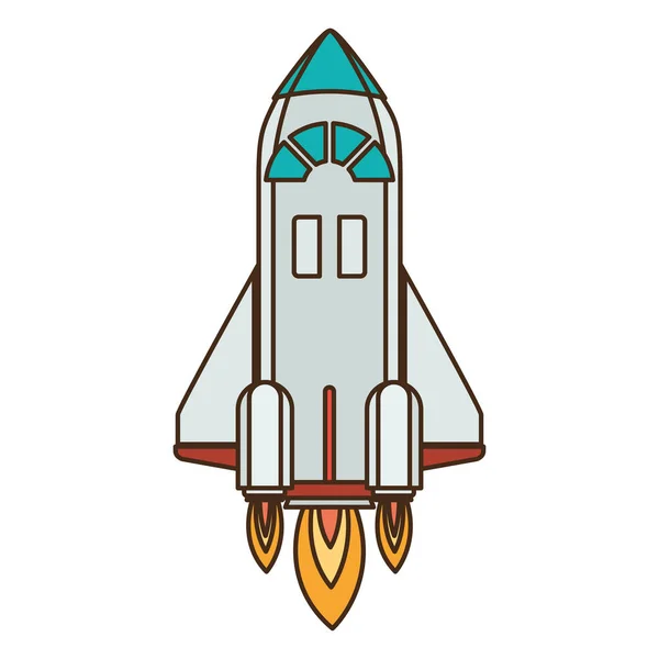 Rocket taking off in white background — Stock Vector