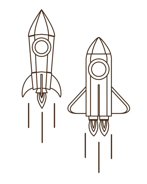 Raketen starten vor weißem Hintergrund — Stockvektor