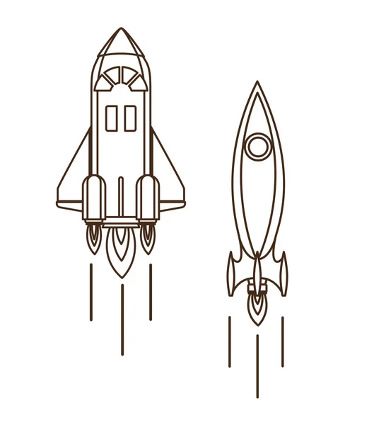 Foguetes decolando em fundo branco —  Vetores de Stock