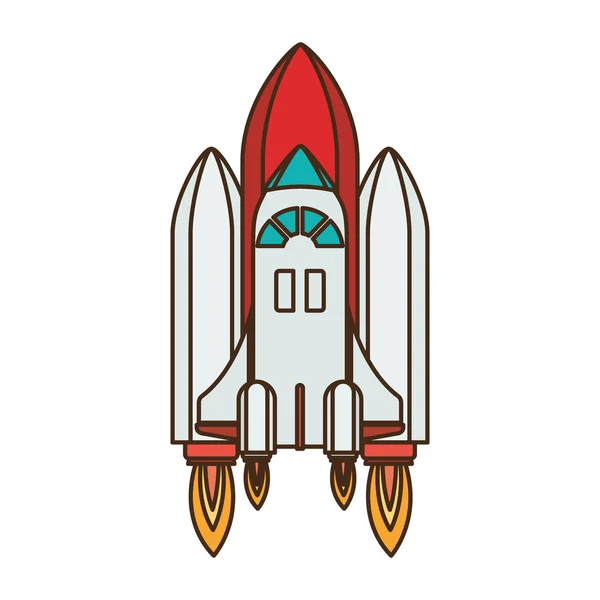 Rocket taking off in white background — Stock Vector