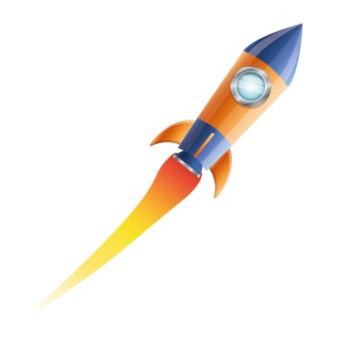 beyaz arka plan ile uçan roket