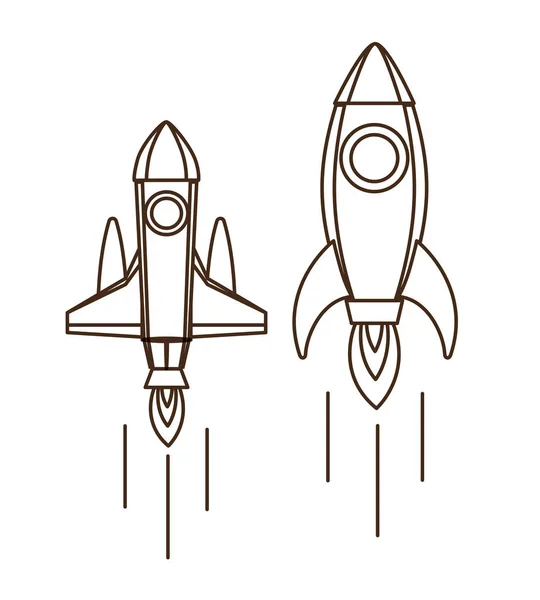 Ракети, що злітають на білому тлі — стоковий вектор