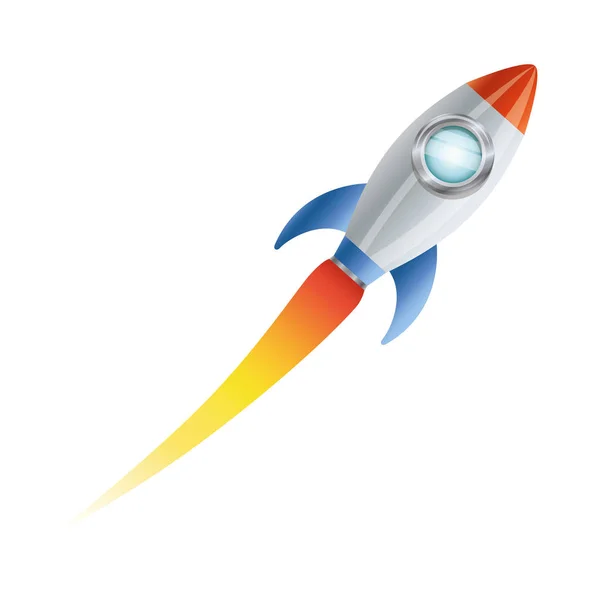 Cohete volando con fondo blanco — Vector de stock