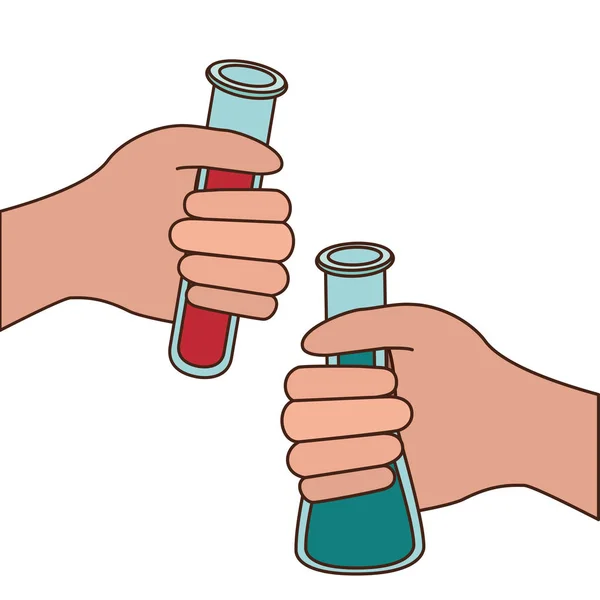 Hands with laboratory instruments in white background — Stock Vector
