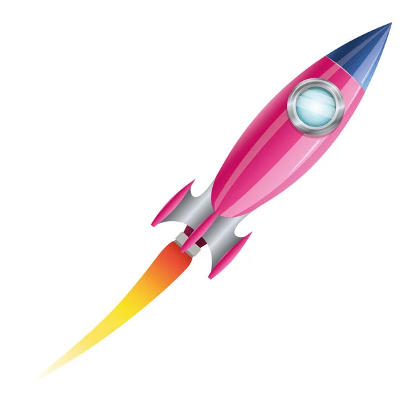 Cohete volando con fondo blanco — Vector de stock