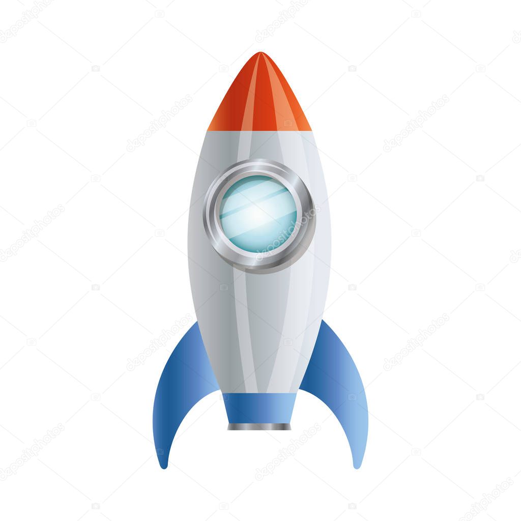 rocket flying with white background