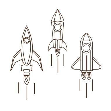 beyaz arka planda havalandırılan roketler