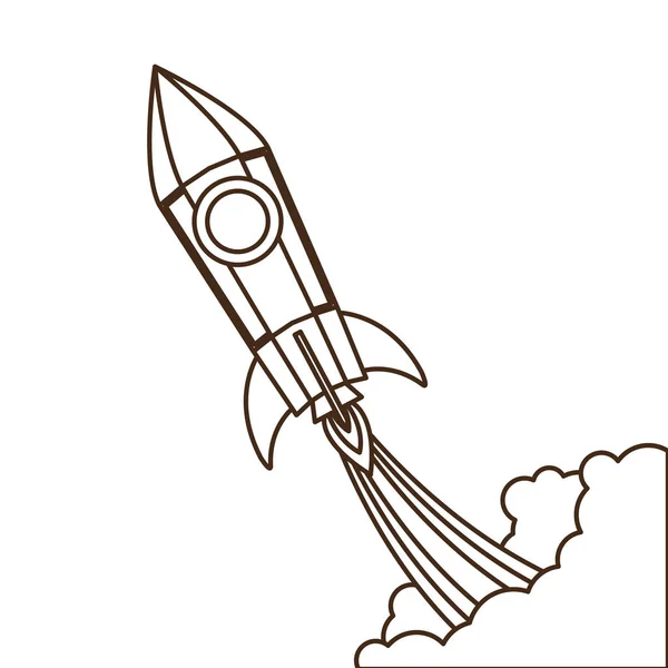 Rocket taking off in white background — Stock Vector