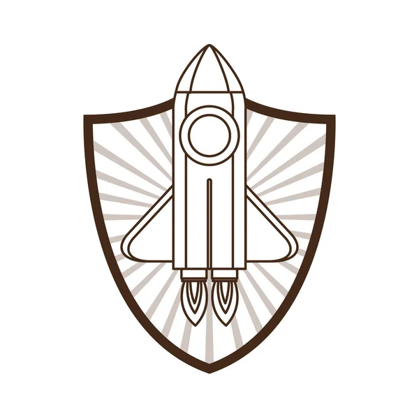 Cadre avec icône de décollage de fusée — Image vectorielle