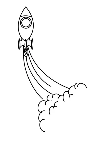 火箭在白色背景中起飞 — 图库矢量图片