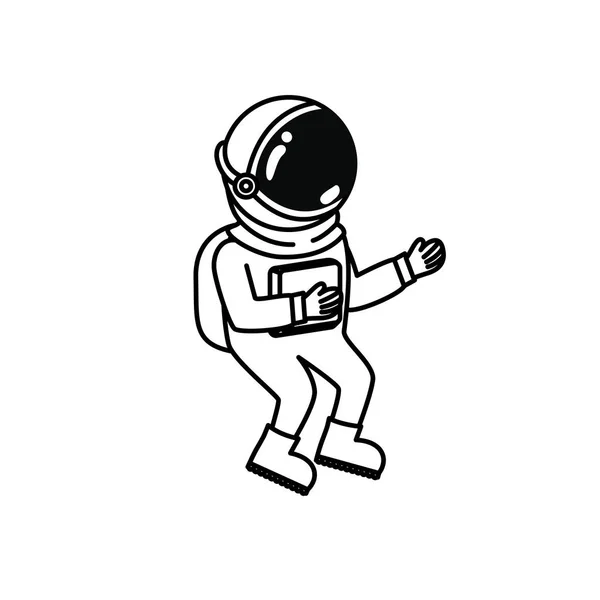 Astronauta com traje espacial em fundo branco — Vetor de Stock