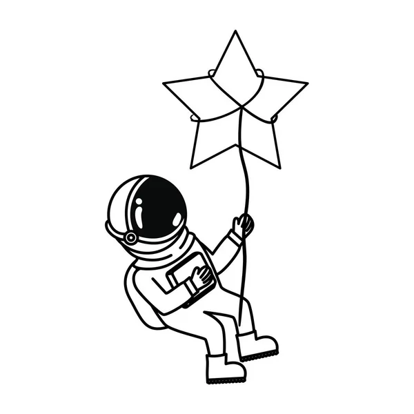 Астронавт з скафандром і зіркою на білому тлі — стоковий вектор