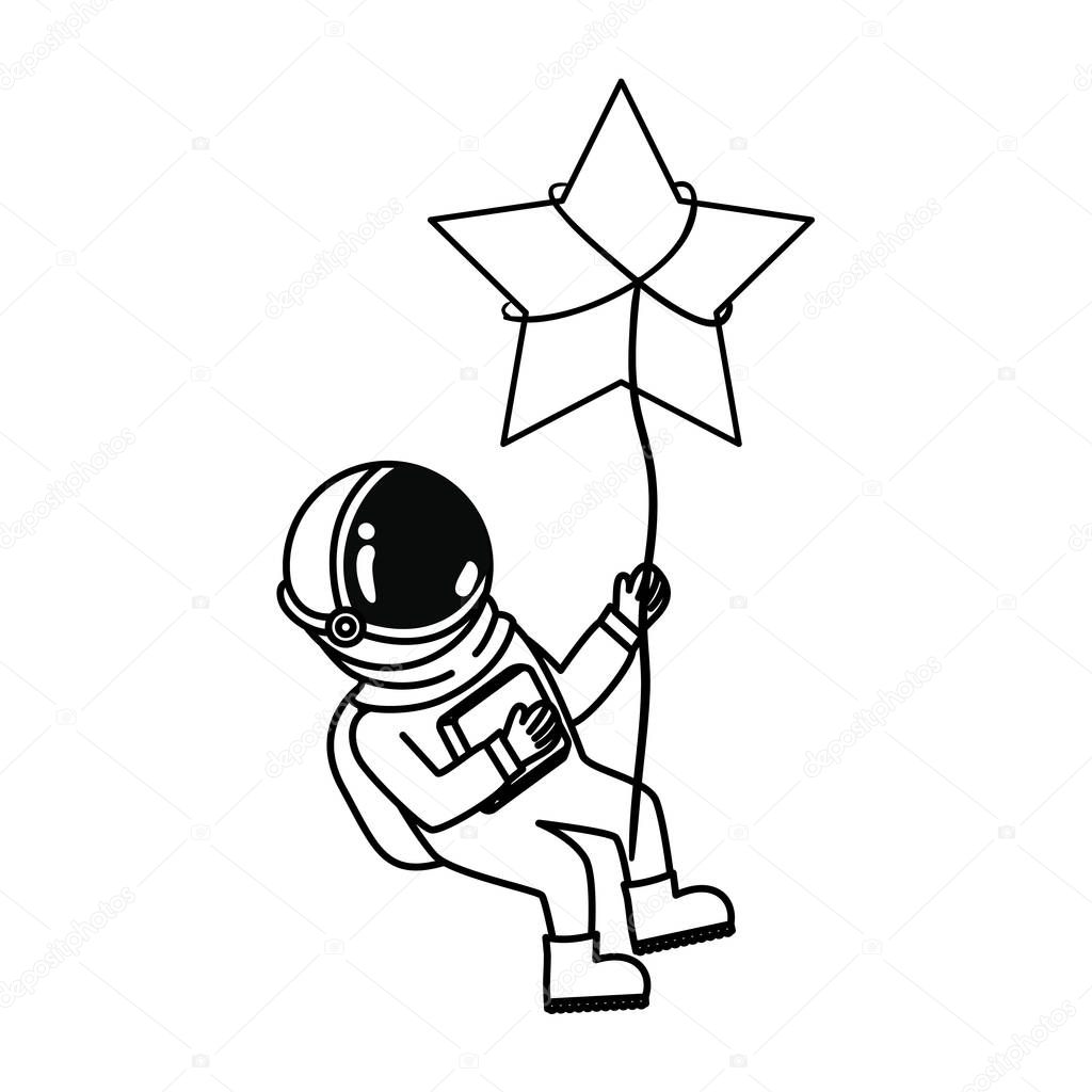 astronaut with spacesuit and star in white background