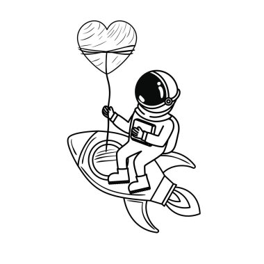 beyaz arka planda uzay elbisesi ve roket ile astronot