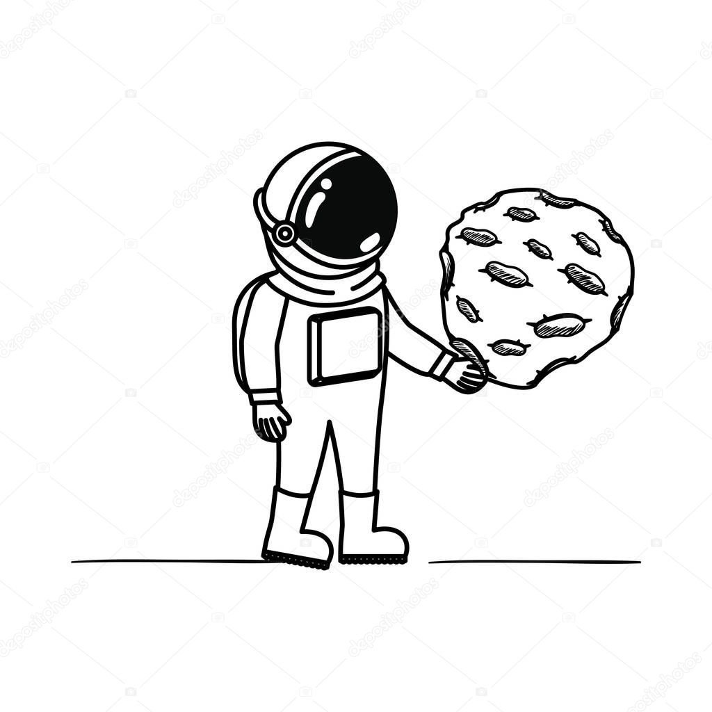 astronaut with spacesuit and planet in white background