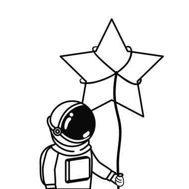 uzay elbisesi ve beyaz arka plan yıldız ile astronot