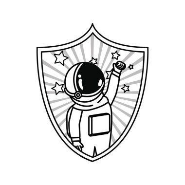 beyaz arka planda uzay elbisesi ile astronot ile çerçeve