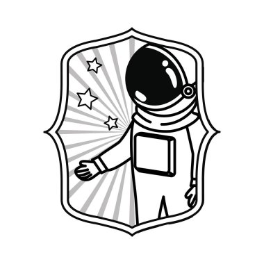 beyaz arka planda uzay elbisesi ile astronot ile çerçeve