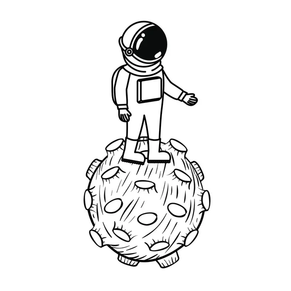 宇航员与宇航服和行星在白色背景 — 图库矢量图片