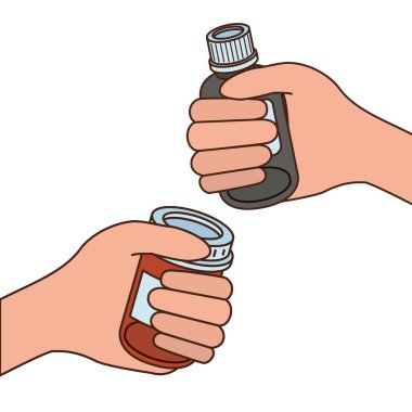 beyaz arka planda ilaç ilaçlar ile eller