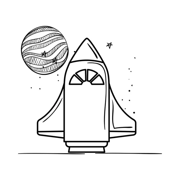 太陽系の惑星で飛ぶロケット — ストックベクタ