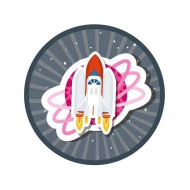 roket uçan ve güneş sisteminin gezegenleri ile çerçeve