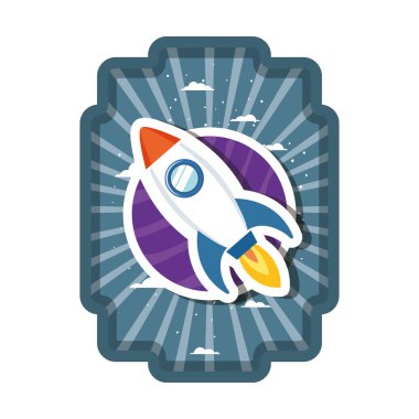 roket uçan ve güneş sisteminin gezegeni ile çerçeve