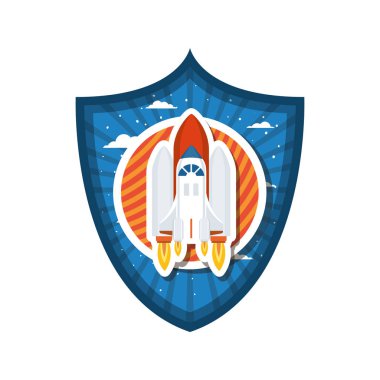 roket uçan ve güneş sisteminin gezegeni ile çerçeve