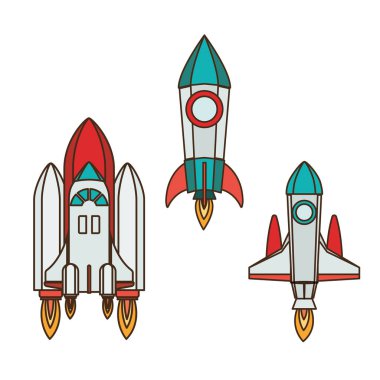 beyaz arka planda havalandırılan roketler