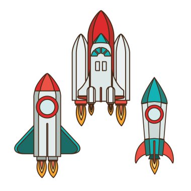 rockets taking off in white background clipart