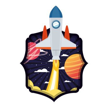 roket kalkış ve gezegenler ile çerçeve