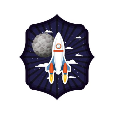 roket uçan ve güneş sisteminin gezegenleri ile çerçeve