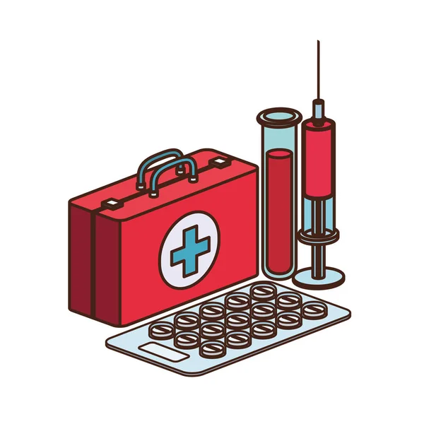 Kit de primeros auxilios sobre fondo blanco — Vector de stock