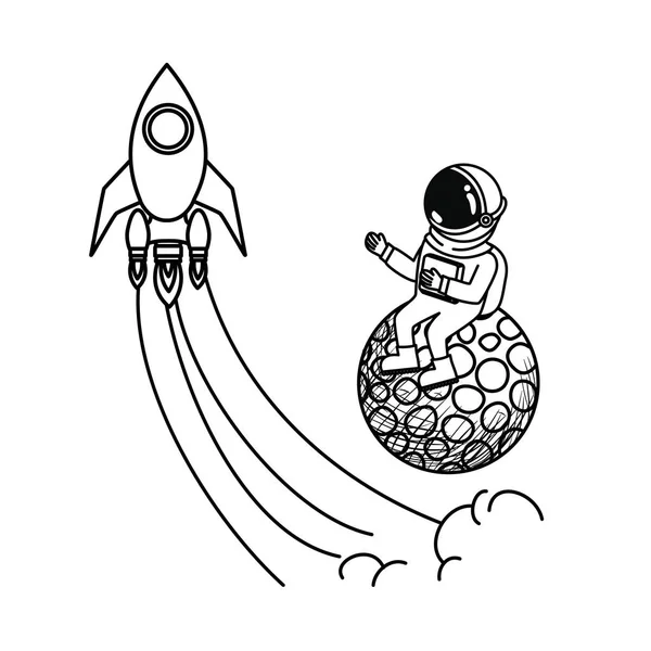 宇宙服を着た宇宙飛行士のシルエット — ストックベクタ
