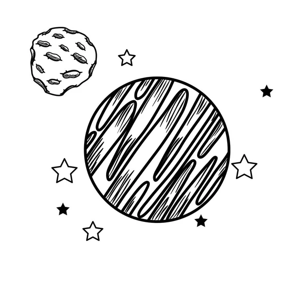 Planety układu słonecznego ikona na białym tle — Wektor stockowy