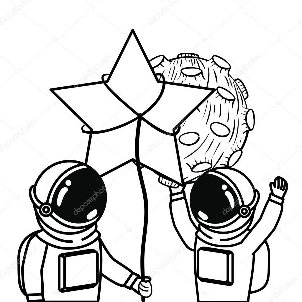 astronauts with spacesuit and star in white background