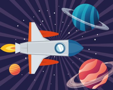güneş sistemi gezegenleri ile uzayda roket