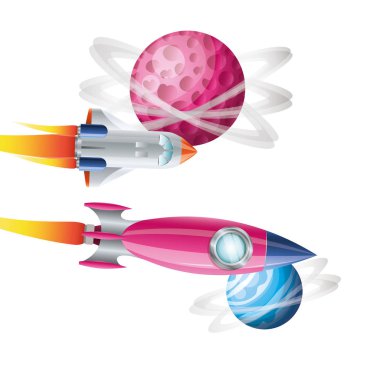 güneş sistemi arka plan gezegenleri ile uçan roketler